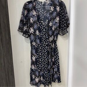 BCBGeneration Navy Floral Wrap Mini Dress
